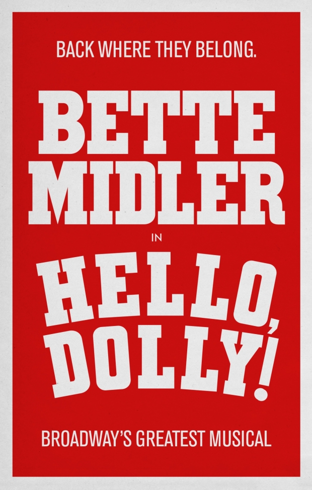 Production artwork for the 2017 Broadway revival of Hello, Dolly! starring Bette Midler.