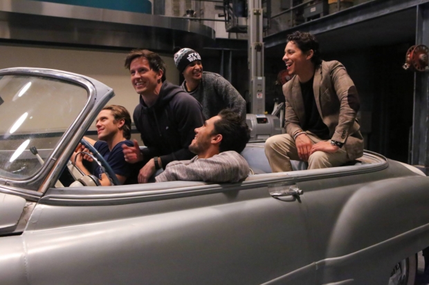 The Grease:Live T-Birds in rehearsal.