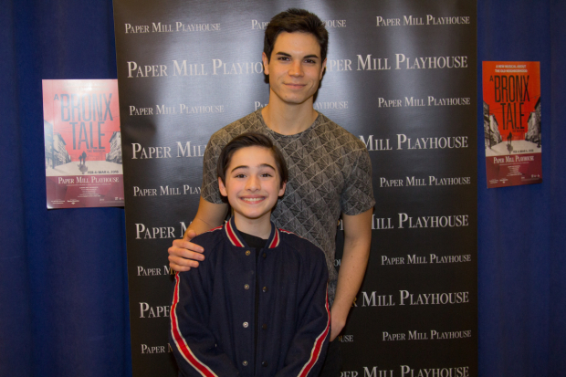 Jason Gotay with his young counterpart Joshua Colley, who share the role of Calogero.