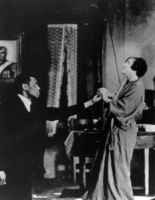 A scene from Eugene O&#39;Neill&#39;s All God&#39;s Chillun Got Wings, starring Paul Robeson and Mary Blair, at the Provincetown Playhouse. The play elicited outrage for its depiction of the marriage of a black man to a white woman — particularly when Blair kisses Robeson&#39;s hand.
