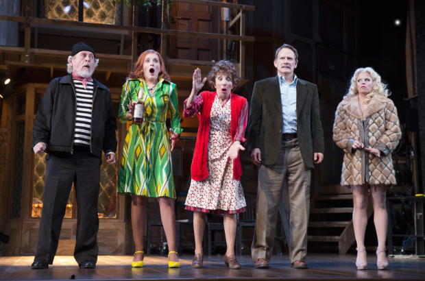 The cast of Noises Off, now playing at Roundabout&#39;s American Airlines Theatre.