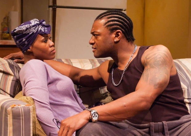 Anji White and Kelvin Roston, Jr. in Sunset Baby, directed by Ron O.J. Parson, at TimeLine Theatre.