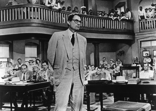 Gregory Peck as Atticus Finch in the 1962 film adaptation of To Kill a Mockingbird.