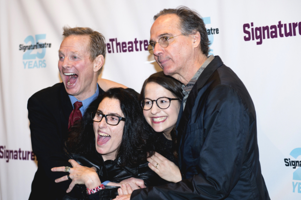 Irwin and Shiner embrace director Tina Landua and musician Shaina Taub on opening night.