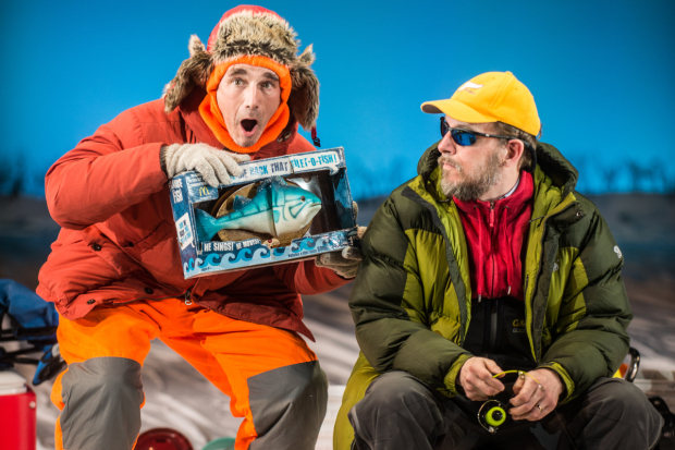 Mark Rylance and Jim Lichtscheidl star in Rylance and Louis Jenkins&#39; Nice Fish, directed by Claire van Kampen, at St. Ann&#39;s Warehouse.