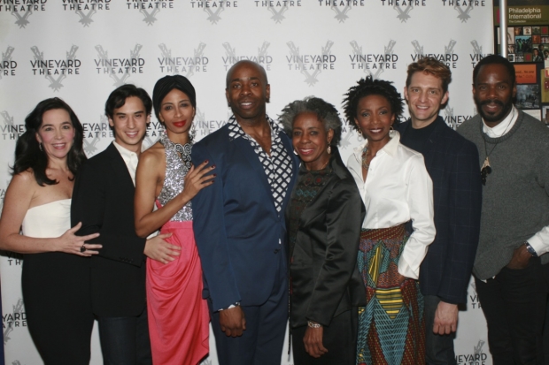 Colman Domingo (right) joins the stars of Dot for a celebratory opening night photo.