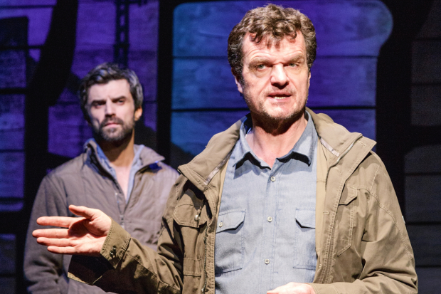 Michael Crane and Michael Cumpsty star in Dan O&#39;Brien&#39;s The Body of an American, directed by Jo Bonney for Primary Stages, at the Cherry Lane Theatre.