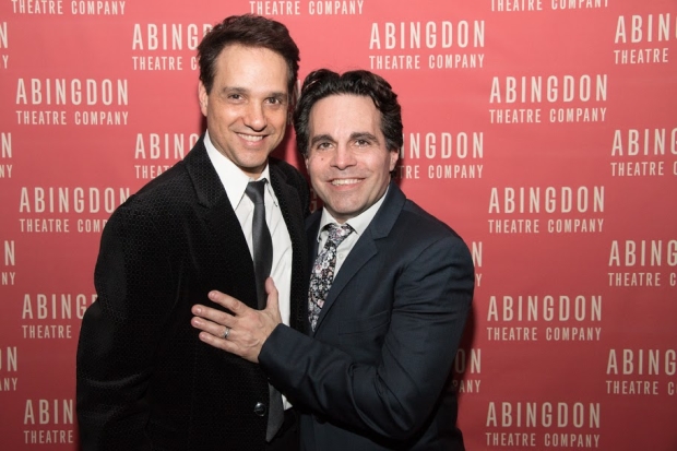 Ralph Macchio and Mario Cantone celebrate the opening night of A Room of My Own.