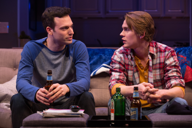 Jake Epstein and Thomas E. Sullivan star in Scott Elmegreen and Drew Fornarola&#39;s Straight. directed by Andy Sandberg, at the Acorn Theatre.