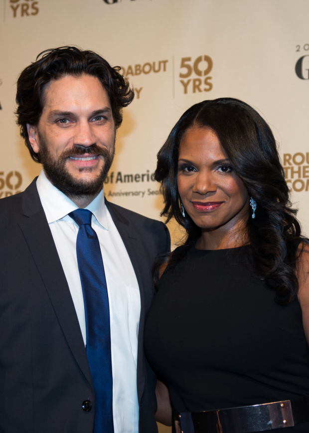 Will Swenson and Audra McDonald walk the red carpet at Roundabout Theatre Company&#39;s 50th Anniversary gala, where McDonald was honored.