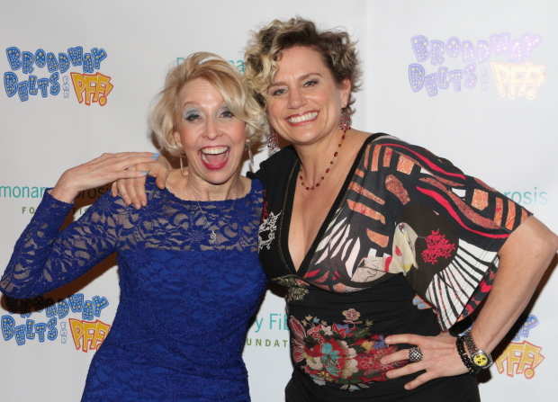 Broadway Belts host Julie Halston poses for photos with cast member Cady Huffman.