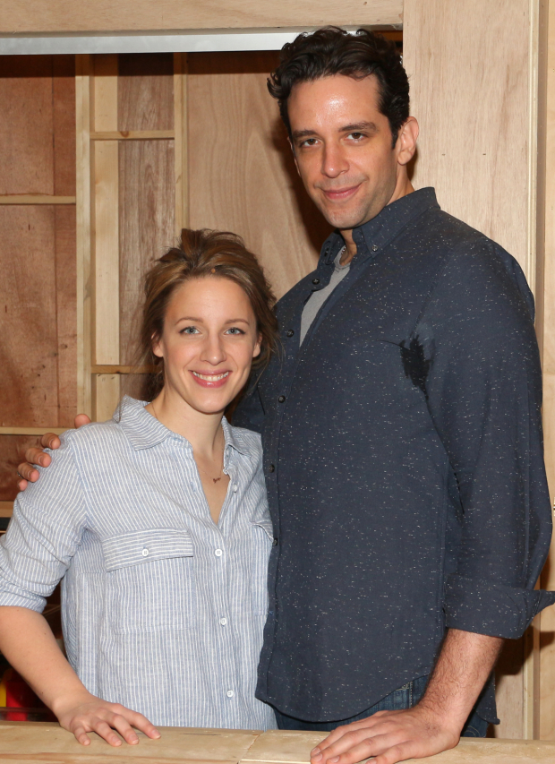 Jessie Mueller and Nick Cordero play onstage spouses Jenna and Earl.