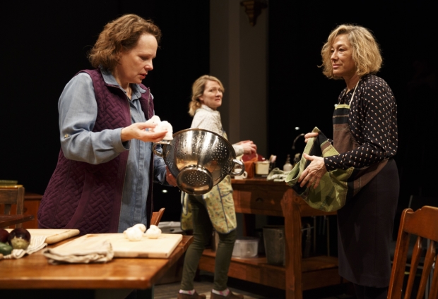 Maryann Plunkett, Lynn Hawley, and Meg Gibson in Hungry, which Richard Nelson also directs.