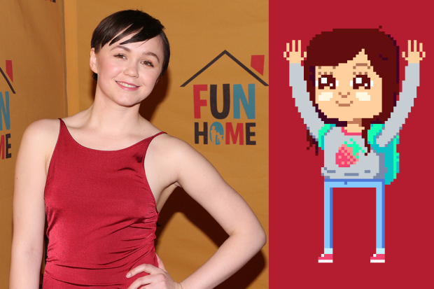 Fun Home star Emily Skeggs beside her Peter Panic avatar. 