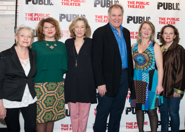 The cast of Hungry: Roberta Maxwell, Amy Warren, Meg Gibson, Jay O.Sanders, Lynn Hawley, and Maryann Plunkett.