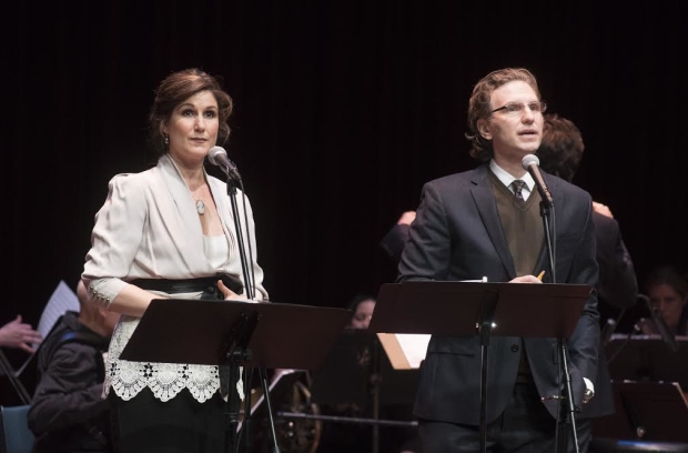Stephanie J. Block and Sebastian Arcelus play Lucille and Leo Frank in a concert of Parade.