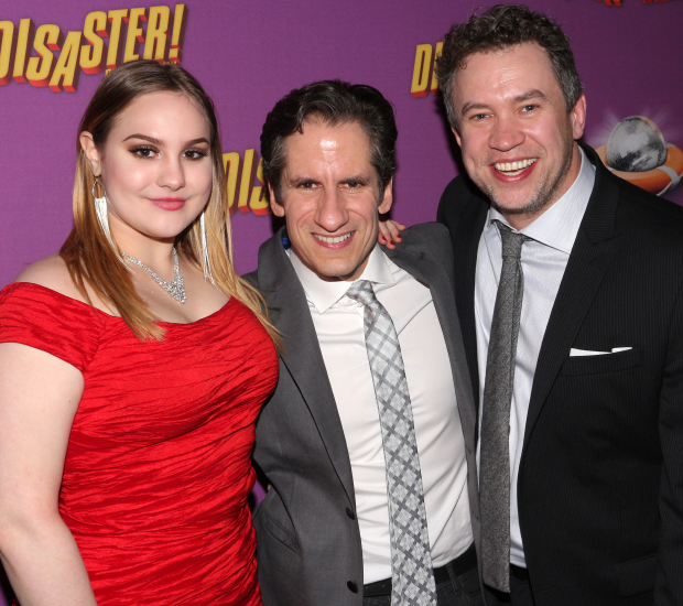 Seth Rudetsky (center) is joined by his daughter, Juli, and husband, James Wesley, at the afterpart.