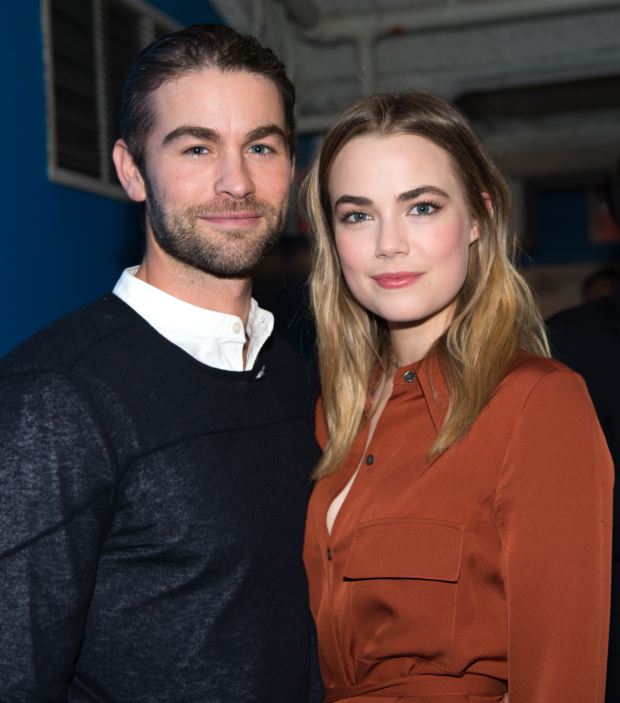 Cast member Rebecca Rittenhouse is joined by her boyfriend and Blood &amp; Oil costar Chase Crawford to celebrate.