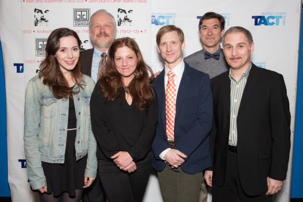 The stars of Widowers&#39; Houses celebrate their opening night.