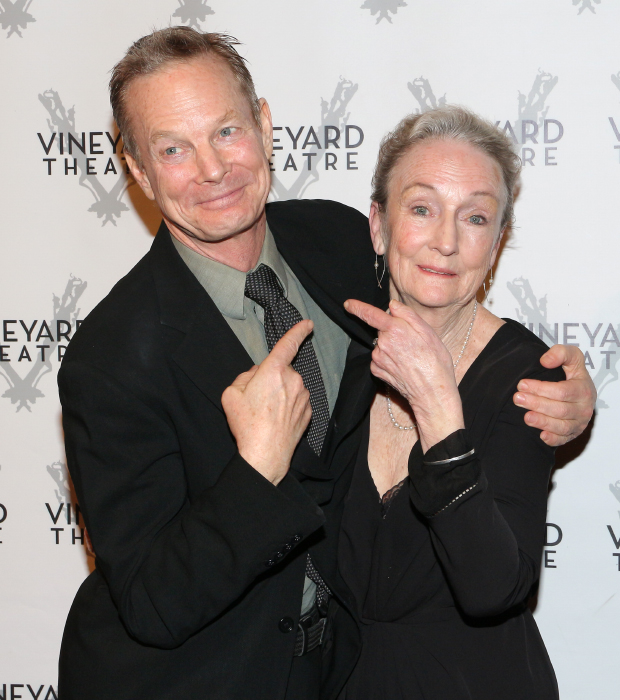 Bill Irwin and Kathleen Chalfant pal around on the red carpet.