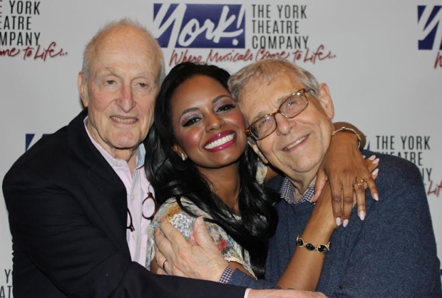 Krystal Joy Brown is embraced by David Shire and Richard Maltby, Jr.