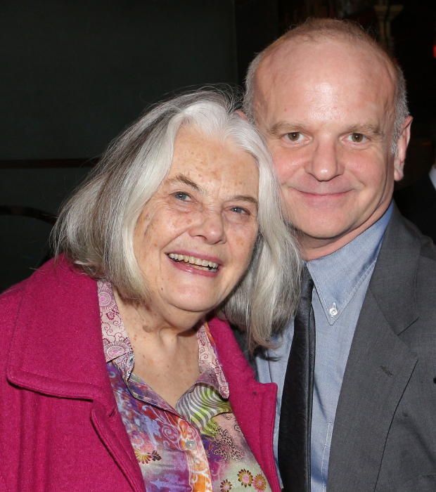 Lois Smith and Horton Foote take a snapshot on the red carpet.