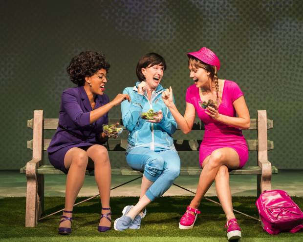 Dinora Z. Walcott, Lisa Banes, and Nora Kirkpatrick in Women Laughing Alone With Salad, written by Sheila Callaghan and directed by Neel Keller, at the Kirk Douglas Theatre.
