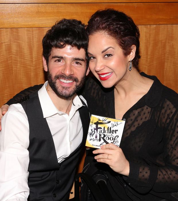 Adam Kantor and Alexandra Silber proudly present a signed Fiddler on the Roof cast album.