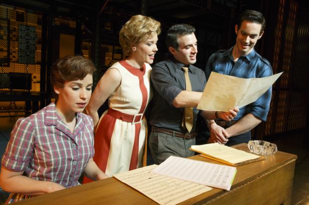 Chilina Kennedy, Jessica Keenan Wynn, Jarrod Spector, and Scott J. Campbell in a scene from Beautiful - The Carole King Musical, which will be featured on the new NOW That&#39;s What I Call Broadway album.