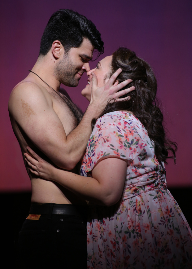 Ben Crawford as Starbuck and Tracy Lynn Olivera as Lizzie Curry in 110 in the Shade, running through May 14.