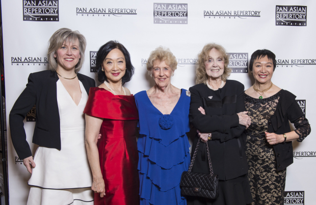 Lisa McNulty, Tina Chen, Joan Vail Thorne, Charlotte Moore, and Tisa Chang celebrate the Pan Asian Repertory Theatre.
