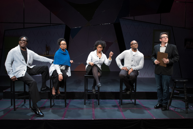 Johnny Lee Davenport, Jackie Davis, Tiffany Nichole Greene, Maurice Emmanuel Parent, and John Kuntz in Bootycandy, directed by Summer L. Williams, at SpeakEasy Stage Company.