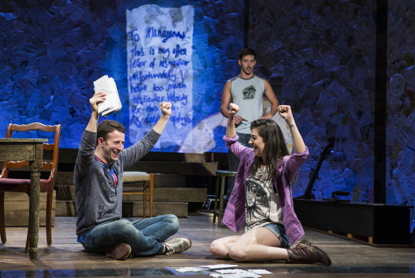 Nick Blaemire, Andrew Call, and Barrett Wilbert Weed in the 2014 world premiere of Found at the Atlantic Theater Company.