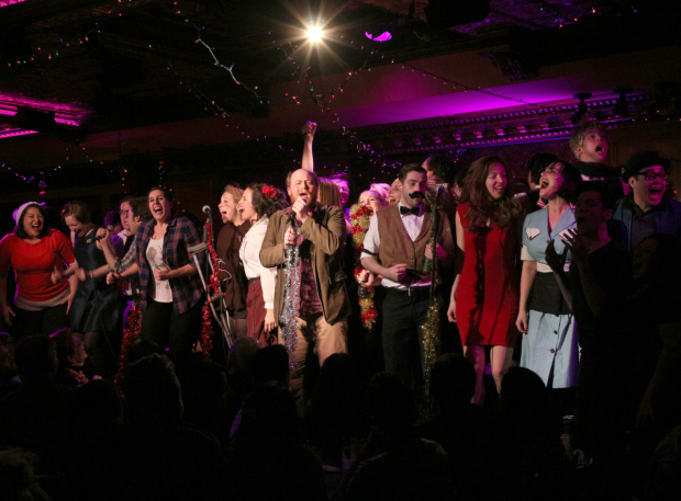 Jason SweetTooth Williams (center) leads the cast of the 2015 Joe Iconis Christmas Spectacular at Feinstein&#39;s/54 Below.