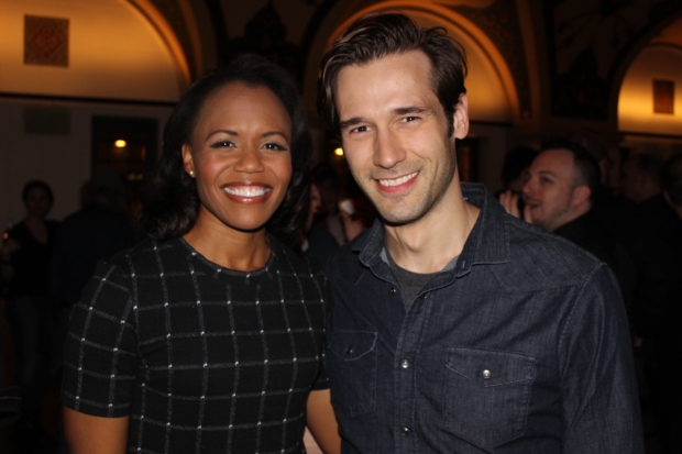 Nikki Renée Daniels and John Behlmann play onstage couple Martha and Thomas Jefferson.