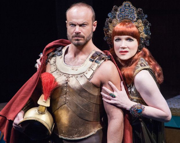 Joe Zaso as Marc Antony and Charles Busch in the title role of his take on Cleopatra.