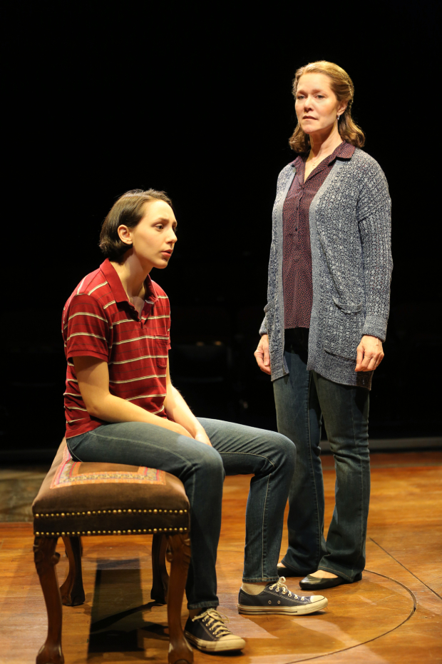 Lauren Patten as Medium Alison and Rebecca Luker as Helen Bechdel in Fun Home at the Circle in the Square Theatre.