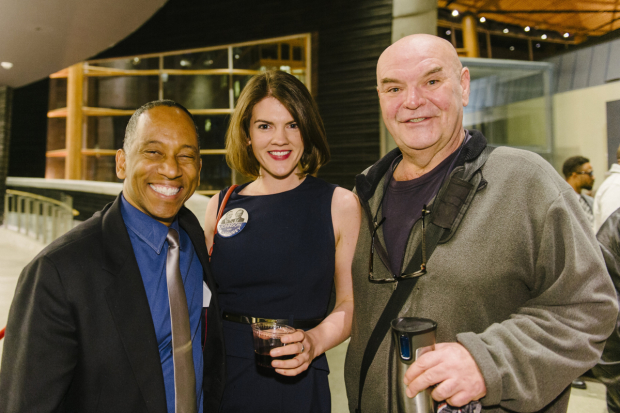 Director of Artistic Programming Robert Barry Fleming, Directing Assistant Farrell Parker, and Jack Willis at the opening night of All the Way at Arena Stage.