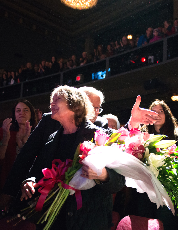 Tuck Everlasting author Natalie Babbitt receives a standing ovation following a Saturday matinee performance of the new Broadway musical version of her novel.