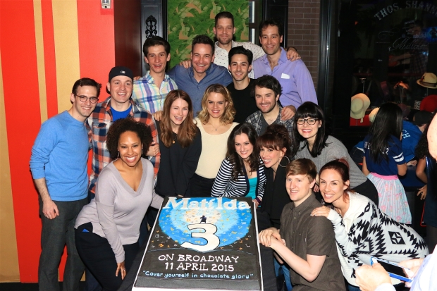 Past and current Matilda cast members celebrate the show&#39;s third year on Broadway.