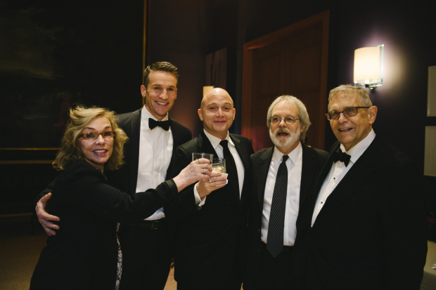 Marsha Norman, Claybourne Elder, Michael Cerveris, John Weidman, and Richard Maltby Jr. raise a toast.