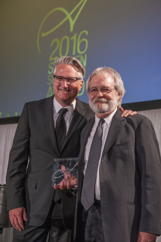 Signature Artistic Director Eric Schaeffer poses with John Weidman and his 2016 Stephen Sondheim Award.