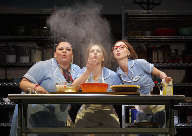 Keala Settle, Jessie Mueller, and Kimiko Glenn lead the cast of Waitress at the Brooks Atkinson Theatre.