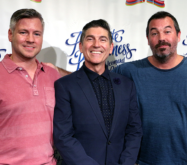 The Absolute Brightness of Leonard Pelkey writer and performer James Lecesne (center) with the show&#39;s director Tony Speciale (left) and composer Duncan Sheik (right).