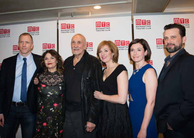 The cast of The Father: Charles Borland, Kathryn Erbe, Frank Langella, Kathleen McNenny, Hannah Cabell, and Brian Avers.