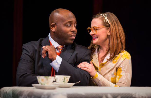 James Earl Jones II (Carlyle Meyers) and Tiffany Scott (Janice) in Carlyle, directed by Benjamin Kamine, at the Goodman Theatre.