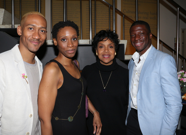 Griffin Matthews, Chinasa Ogbuagu, Phylicia Rashad, and Michael Luwoye smile for the cameras.