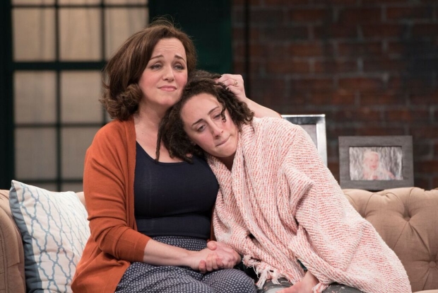 Emily Townley (Lucinda) and Shayna Blass (Charlotte) in The Mystery of Love &amp; Sex, directed by Stella Powell-Jones, at Signature Theatre. 