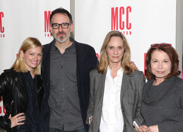 Beth Behrs, Erik Lochtefeld, Lisa Emery, and Jacqueline Sydney star in the new Halley Feiffer play at the Lucille Lortel Theatre.