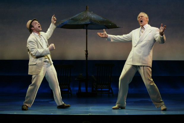 Norbert Leo Butz and John Lithgow in the original Broadway production of Dirty Rotten Scoundrels.